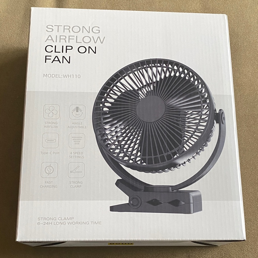 Black Clip-On Fan with Strong Airflow